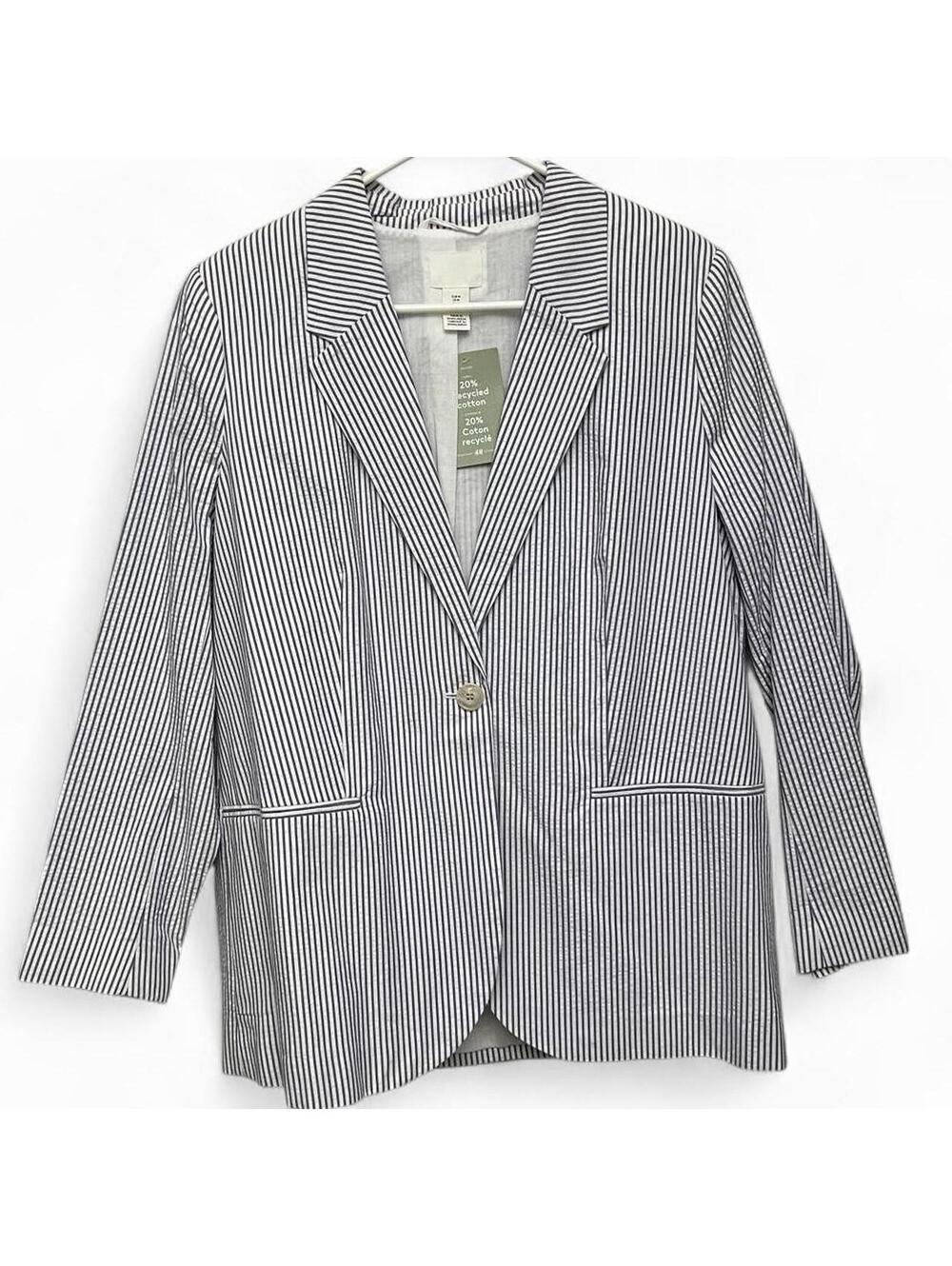 H&M white & blue striped blazer